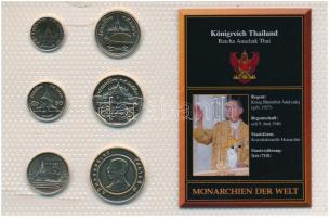 Thaiföld ~2000. 25s - 10B (6xklf) aranyozott forgalmi érme összeállítás, német nyelvű leírással T:1 Thailand ~2000. 25 Satang - 10 Baht (6xdiff) gilt coin set with german language description C:UNC