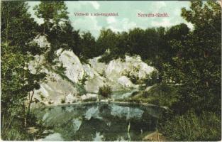 Szováta-fürdő, Baile Sovata; Vörös tó és sós-hegyek. Divald Károly 25-1908. / lake, salt rocks
