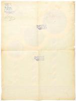 cca 1930 Magyar Királyi Osztálysorsjáték reklámterv, vegyes technika, papír, pecséttel és banki aláí...