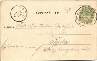 1903 Bicske, Templom tér, piac, Huszár László üzlete és saját kiadása (EK)