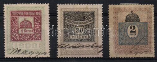 1900-1903  3 db okmánybélyeg csillag vízjellel