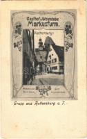 Rothenburg ob der Tauber, Gasthof u. Weinstube Markusturm / restaurant and wine hall. Art Nouveau, floral