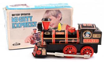 Toy Town Mighty Express elemes műanyag vonat, szép állapotban. Elemtartó fedele javított. Eredeti dobozában.