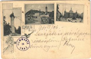 1901 Graz, Hilmwarte, Rathhaus / lookout tower, town hall. Art Nouveau, floral (EB)