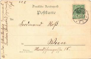 Bautzen, Maria Martha Kirche, Gewandhaus / church, winter. H. Metz Art Nouveau, floral, litho (EK)