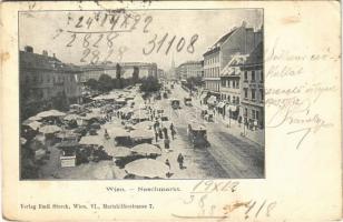 1902 Wien, Vienna, Bécs; Naschmarkt / market, hotel, trams (EK)