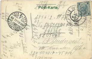 1902 Wien, Vienna, Bécs; Naschmarkt / market, hotel, trams (EK)