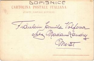 Napoli, Naples; Hotel Bristol, view of Posilippo from the hotel. Art Nouveau, floral (EK)