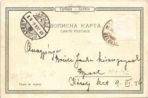 1899 (Vorläufer) Belgrade, Cote de la Save, La grande Ecole et Place du roi, Theatre national, Acadé...