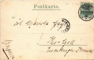 1902 Rosengarten, SS Worms II, Bahnhof / steamship, railway station. Art Nouveau (EK)