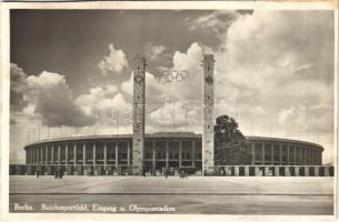 Berlin. Reichssportfeld, Eingang u. Olympia Stadion / 1936 Summer Olympics, Reich-Stadium, Entrance and Olympic Stadium (vágott / cut)