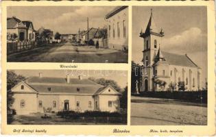 1940 Bánréve, utca, Gróf Serényi kastély, Római katolikus templom (EK)