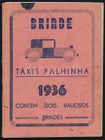 1936 Liszaboni taxitársaság zsebnaptár füzete benne a használt automobilok képeivel / Lisboa taxi company calendar with images of the cars used. 16 p.