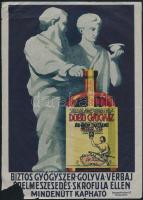 cca 1930 Dobó gyógyvíz reklám plakát. Sérült sarokkal. 23x17 cm