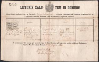 1860 A Pozsony melletti VIrágvölgy plébánosa Poeck Jozsef által aláírt házassági anyakönyvi kivonat.