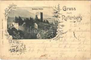 1899 (Vorläufer) Rattenberg (Tirol), Schloss Ruine / castle ruins. Jak. Armütter Art Nouveau, floral (creases)