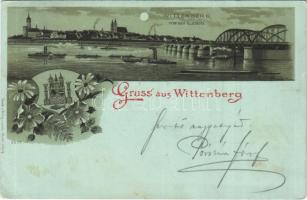 1899 (Vorläufer) Wittenberg, Von der Elbseite / river, nnight. Louis Glaser 6277. Art Nouveau, floral, litho (EK)