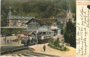 1904 Vitznau, Station und die Rigibahn / Rigi Swiss standard gauge rack railway station and turntable (wheelhouse), train / Vasúti mozdonyfordító, fordítókorong