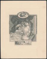 Franz von Bayros (1866-1924): Eortikus heliogravűr Die Geschichte der Zairette mappából. j.n. 12x10 cm
