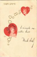 Coeur Dame / Art Nouveau lady. E.S.D.B. litho s: Carl Józsa
