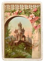 cca 1890 Litográf, térbeli üdvözlőkártya, kinyitható 9x12 cm