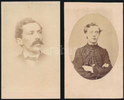 cca 1870 Férfiportrék, 2 db keményhátú fotó, 10×6 cm