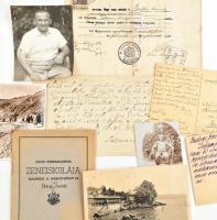 Doboznyi vegyes régi okmány tétel, iratok, igazolványok, fotók, stb