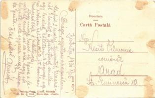 Beszterce, Bistritz, Bistrita; Mária királyné utca / street (ragasztónyom / gluemark)