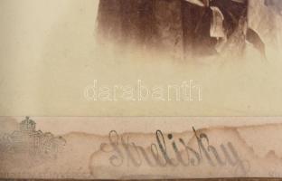 Blaha Lujza (1850-1926) színésznő, keményhátú fotó Strelisky műterméből, foltos, üvegezett keretben,...