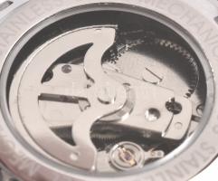 Winner automata karóra, dátumkijelzővel, fém szíjjal, kis kopásnyomokkal, működik, d: 4,5 cm