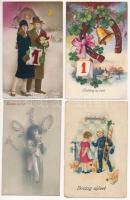 5 db RÉGI újévi üdvözlőlap / 5 pre-1945 New Year greeting postcards