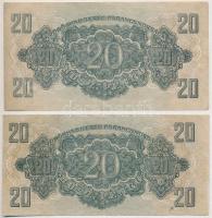 1944. 20P "A Vörös Hadsereg Parancsnoksága" (2x) eltérő méretűek T:III 
Adamo P45