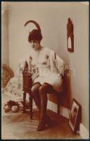 cca 1900 Női akt, erotikus fotólap 9x14 cm