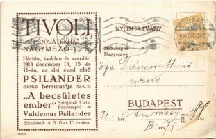 1914 Valdemar Psilander: A Becsületes Ember. Kopenhága 1914. Tivoli Fényjátékház Nagymező u. 8.  (EK...