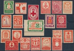1944 Vöröskereszt Közigazgatási bélyegek 19 klf + 1 db szeretetadomány / Red Cross administrative stamps, 20 piece