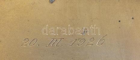 Ezüst cigarettatárca zománcozott berakással, monogrammal, jelzett, kopásokkal, 150g