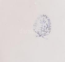 Herendi Viktória mintás áttört kosár, kézzel festett, jelzet, kopásnyomokkal, 10×14 cm