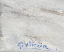 G. Viktor jelzéssel: Havas táj. Olaj, farost. Dekoratív fa keretben. 15x23 cm