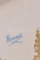 Herendi csipkebogyómintás áttört kosár virágokkal, kézzel festett, jelzett, kis lepattanásokkal, d: ...