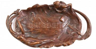 Réz szecessziós tál, jelzés nélkül, jó állapotban, 22,5×11,5 cm