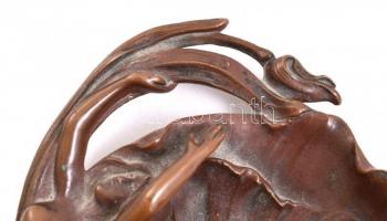 Réz szecessziós tál, jelzés nélkül, jó állapotban, 22,5×11,5 cm