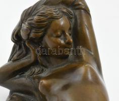 Női akt, bronz szobor, jelzés nélkül, h: 23 cm