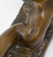 Női akt, bronz szobor, jelzés nélkül, h: 23 cm