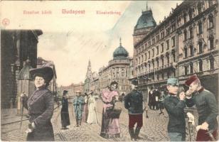 1906 Budapest VIII. Erzsébet körút (Blaha Lujza tér), Rémi kávéház. Kl.V. Bp. Montázs hölgyekkel és urakkal és katonákkal (EK)
