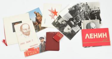 Leninnel kapcsolatos bolha tétel, közte meghívó, minikönyv, fotók stb., 8 db.