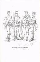 Honvédgyalogság 1869-ben. Honvédség története 1868-1918 / Austro-Hungarian K.u.K. military art postcard s: Garay