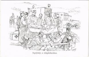 Segélyhely a világháborúban. Honvédség története 1868-1918 / Austro-Hungarian K.u.K. military art postcard s: Garay