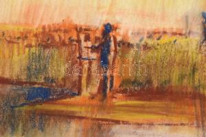 Egry József jelzéssel: Alak a vízparton. Pasztell, papír, 35×48,5 cm