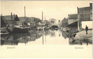 Dordrecht, Spuihaven / port, canal, boats (glue mark)