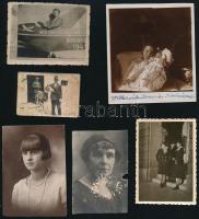 cca 1900-1940 34 db fotó, portré és családi témában, közte keményhátúak, 5,5x8 cm, 16x10,5 cm